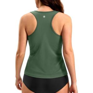 imageG Gradual Tankini Tops for Women High Neck Swim Top Racerback Bathing Suit Tops Modest Swimsuits Tank Top Only No BottomGreen