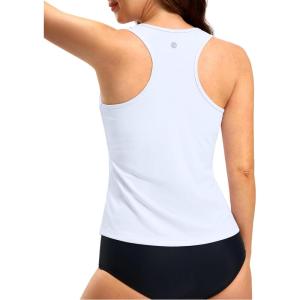 imageG Gradual Tankini Tops for Women High Neck Swim Top Racerback Bathing Suit Tops Modest Swimsuits Tank Top Only No BottomWhite