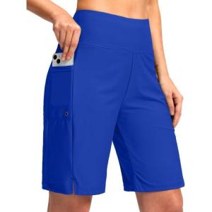 imageG Gradual Womens 9 Long Swim Board Shorts with Pockets High Waisted Knee Length Beach Swimming Shorts for Women with LinerBlue