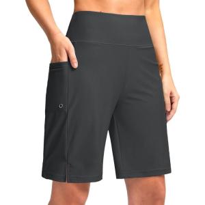 imageG Gradual Womens 9 Long Swim Board Shorts with Pockets High Waisted Knee Length Beach Swimming Shorts for Women with LinerDark Grey