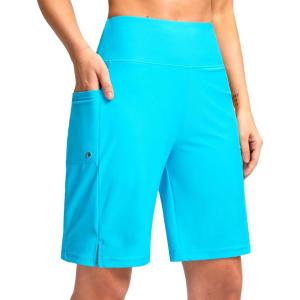 imageG Gradual Womens 9 Long Swim Board Shorts with Pockets High Waisted Knee Length Beach Swimming Shorts for Women with LinerSky Blue