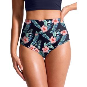 imageG Gradual Womens High Waisted Bikini Bottoms Tummy Control Swim Bottom Full Coverage Bathing Suit Swimsuit Bottoms for WomenNavy Flower