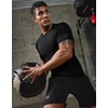 image:imageCompression Shirt Men Short Sleeve Dry Fit TShirt Athletic Workout Base Layer Moisture Wicking Undershirts for MenBlack