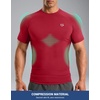 image:imageCompression Shirt Men Short Sleeve Dry Fit TShirt Athletic Workout Base Layer Moisture Wicking Undershirts for MenRed