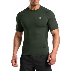 image:imageCompression Shirt Men Short Sleeve Dry Fit TShirt Athletic Workout Base Layer Moisture Wicking Undershirts for MenOlive