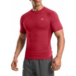 image:imageCompression Shirt Men Short Sleeve Dry Fit TShirt Athletic Workout Base Layer Moisture Wicking Undershirts for MenRed