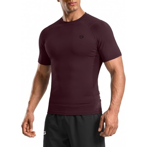 image:imageCompression Shirt Men Short Sleeve Dry Fit TShirt Athletic Workout Base Layer Moisture Wicking Undershirts for MenWine
