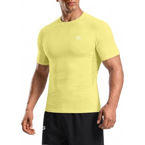 image:imageCompression Shirt Men Short Sleeve Dry Fit TShirt Athletic Workout Base Layer Moisture Wicking Undershirts for MenYellow