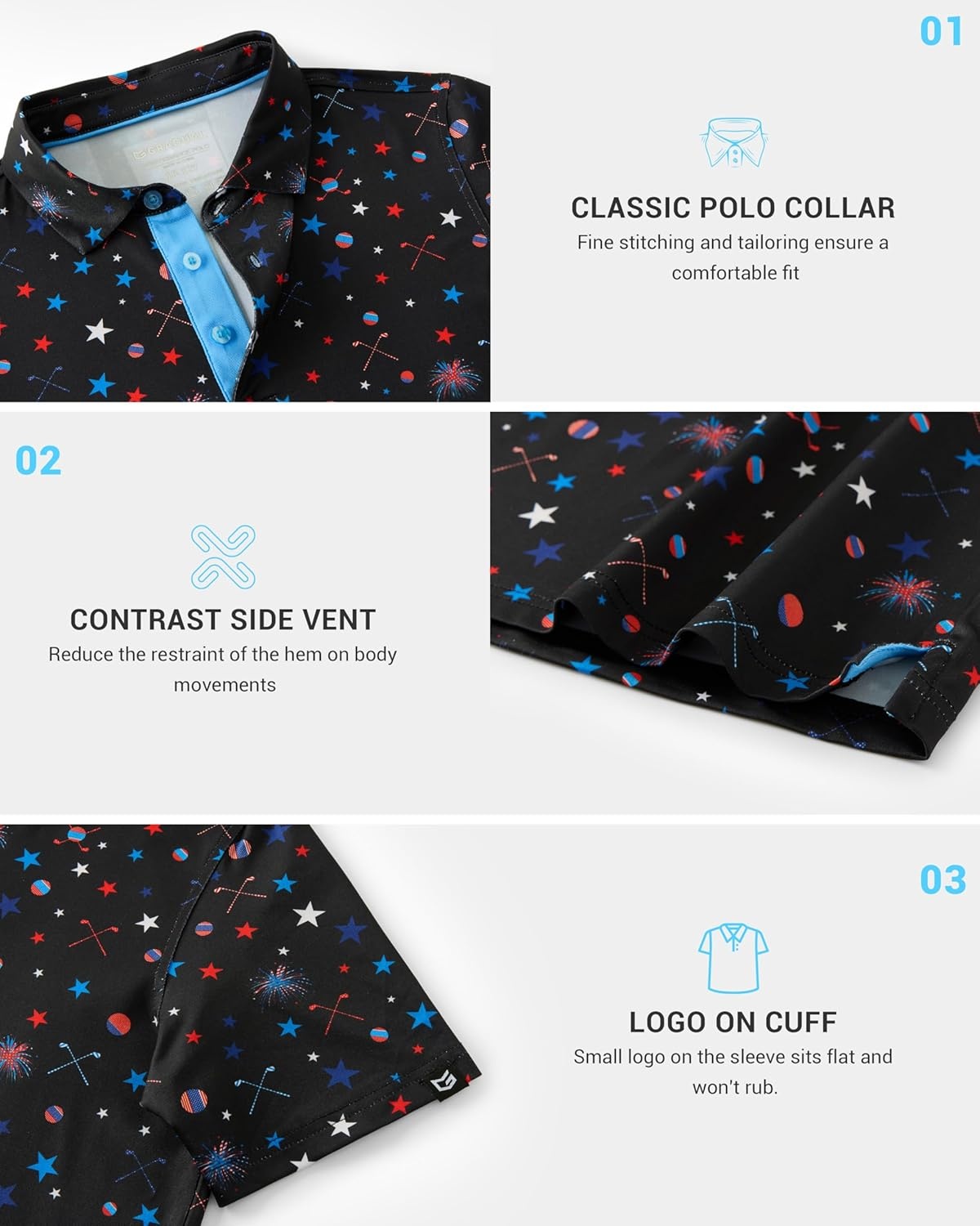 image:imageBoys Polo Shirt Short Sleeve Funny Print Golf Moisture Wicking Collared Casual Athletic Shirts for Youth Performance KidsBlack Pentagram