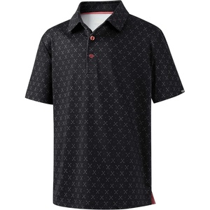 image:imageBoys Polo Shirt Short Sleeve Funny Print Golf Moisture Wicking Collared Casual Athletic Shirts for Youth Performance KidsGolf Clubs Black
