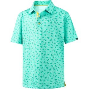 image:imageBoys Polo Shirt Short Sleeve Funny Print Golf Moisture Wicking Collared Casual Athletic Shirts for Youth Performance KidsGreen Dinosaur