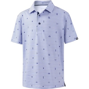 image:imageBoys Polo Shirt Short Sleeve Funny Print Golf Moisture Wicking Collared Casual Athletic Shirts for Youth Performance KidsNavy Stripe Golf