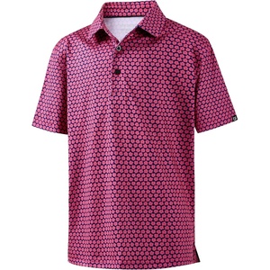 image:imageBoys Polo Shirt Short Sleeve Funny Print Golf Moisture Wicking Collared Casual Athletic Shirts for Youth Performance KidsPink Flowers