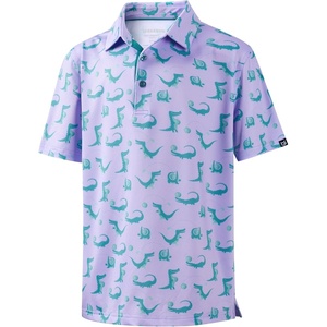 image:imageBoys Polo Shirt Short Sleeve Funny Print Golf Moisture Wicking Collared Casual Athletic Shirts for Youth Performance KidsPurple Crocodile