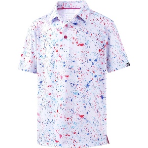 image:imageBoys Polo Shirt Short Sleeve Funny Print Golf Moisture Wicking Collared Casual Athletic Shirts for Youth Performance KidsWhite Colored Dots
