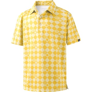 image:imageBoys Polo Shirt Short Sleeve Funny Print Golf Moisture Wicking Collared Casual Athletic Shirts for Youth Performance KidsYellow Racket