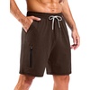 image:imageG Gradual Mens 7 Athletic Sweat Shorts with Zipper Pockets Soft Elastic Waist Lounge Workout Gym Shorts for MenDark Brown Heather