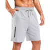 image:imageG Gradual Mens 7 Athletic Sweat Shorts with Zipper Pockets Soft Elastic Waist Lounge Workout Gym Shorts for MenGrey Green Heather