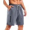 image:imageG Gradual Mens 7 Athletic Sweat Shorts with Zipper Pockets Soft Elastic Waist Lounge Workout Gym Shorts for MenGrey Heather