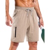 image:imageG Gradual Mens 7 Athletic Sweat Shorts with Zipper Pockets Soft Elastic Waist Lounge Workout Gym Shorts for MenKhaki Heather
