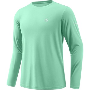 image:imageMens Sun Protection Long Sleeve Grid Shirts UPF 50 Rash Guard Swim Lightweight Cooling UV ShirtMint Green