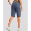 image:imageG Gradual Bermuda Shorts for Women with Pockets 12 Knee Length Womens High Waisted Stretch Long Shorts Walking CasualDusty Blue