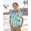 image:imageG Gradual Boys Golf Shirts Performance Short Sleeve Print Polo Collared Lightweight Soft Youth Kids Shirt for Dress CasualGreen Flamingo