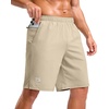 image:imageG Gradual Mens Workout Gym Shorts with 2 Zipper Pockets 7 5 9 Quick Dry Athletic Running Basketball Shorts for MenKhaki