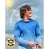 image:imageMens Sun Protection Shirts UPF 50 Long Sleeve Hoodie with 2 Pockets UV SPF Fishing Hiking Rash Guard ShirtsGradient Blue White