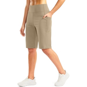 image:imageG Gradual Bermuda Shorts for Women with Pockets 12 Knee Length Womens High Waisted Stretch Long Shorts Walking CasualKhaki