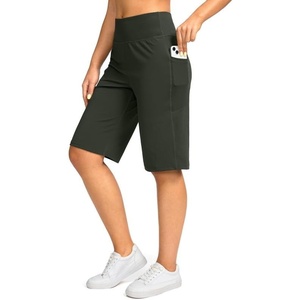 image:imageG Gradual Bermuda Shorts for Women with Pockets 12 Knee Length Womens High Waisted Stretch Long Shorts Walking CasualOlive
