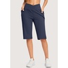 image:imageG Gradual Womens 14 Bermuda Long Shorts Knee Length High Waisted Athletic Shorts with Pockets Stretch Casual Summer WalkingB Navy