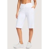 image:imageG Gradual Womens 14 Bermuda Long Shorts Knee Length High Waisted Athletic Shorts with Pockets Stretch Casual Summer WalkingC White