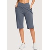 image:imageG Gradual Womens 14 Bermuda Long Shorts Knee Length High Waisted Athletic Shorts with Pockets Stretch Casual Summer WalkingDusty Blue
