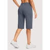 image:imageG Gradual Womens 14 Bermuda Long Shorts Knee Length High Waisted Athletic Shorts with Pockets Stretch Casual Summer WalkingDusty Blue