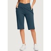 image:imageG Gradual Womens 14 Bermuda Long Shorts Knee Length High Waisted Athletic Shorts with Pockets Stretch Casual Summer WalkingIndigo
