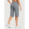 image:imageG Gradual Womens 14 Bermuda Long Shorts Knee Length High Waisted Athletic Shorts with Pockets Stretch Casual Summer WalkingLight Grey