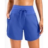 image:imageG Gradual Womens 57 Athletic Long Running Shorts with Zipper Pockets Quick Dry Workout Gym Hiking Shorts for WomenBlue