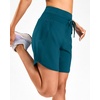 image:imageG Gradual Womens 57 Athletic Long Running Shorts with Zipper Pockets Quick Dry Workout Gym Hiking Shorts for WomenBorealis Green