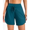 image:imageG Gradual Womens 57 Athletic Long Running Shorts with Zipper Pockets Quick Dry Workout Gym Hiking Shorts for WomenBorealis Green