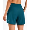 image:imageG Gradual Womens 57 Athletic Long Running Shorts with Zipper Pockets Quick Dry Workout Gym Hiking Shorts for WomenBorealis Green