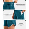 image:imageG Gradual Womens 57 Athletic Long Running Shorts with Zipper Pockets Quick Dry Workout Gym Hiking Shorts for WomenBorealis Green