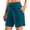 image:imageG Gradual Womens 57 Athletic Long Running Shorts with Zipper Pockets Quick Dry Workout Gym Hiking Shorts for WomenBorealis Green