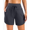 image:imageG Gradual Womens 57 Athletic Long Running Shorts with Zipper Pockets Quick Dry Workout Gym Hiking Shorts for WomenCharcoal