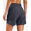 image:imageG Gradual Womens 57 Athletic Long Running Shorts with Zipper Pockets Quick Dry Workout Gym Hiking Shorts for WomenCharcoal