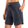 image:imageG Gradual Womens 57 Athletic Long Running Shorts with Zipper Pockets Quick Dry Workout Gym Hiking Shorts for WomenCharcoal