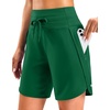 image:imageG Gradual Womens 57 Athletic Long Running Shorts with Zipper Pockets Quick Dry Workout Gym Hiking Shorts for WomenGreen