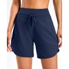 image:imageG Gradual Womens 57 Athletic Long Running Shorts with Zipper Pockets Quick Dry Workout Gym Hiking Shorts for WomenNavy