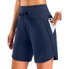 image:imageG Gradual Womens 57 Athletic Long Running Shorts with Zipper Pockets Quick Dry Workout Gym Hiking Shorts for WomenNavy