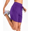 image:imageG Gradual Womens 57 Athletic Long Running Shorts with Zipper Pockets Quick Dry Workout Gym Hiking Shorts for WomenPurple